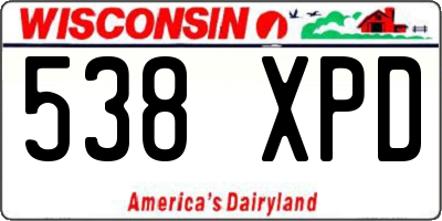 WI license plate 538XPD