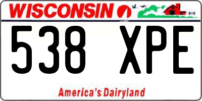 WI license plate 538XPE