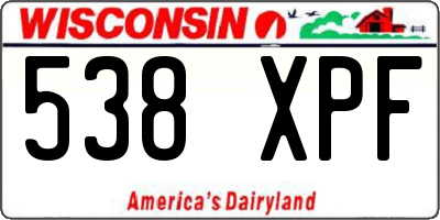 WI license plate 538XPF