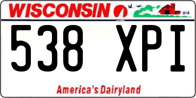 WI license plate 538XPI