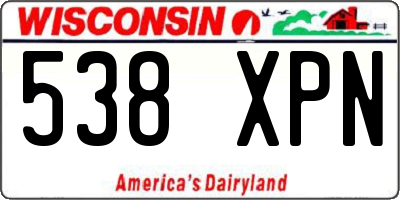 WI license plate 538XPN