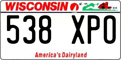 WI license plate 538XPO