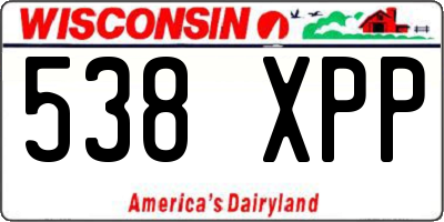 WI license plate 538XPP