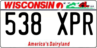 WI license plate 538XPR