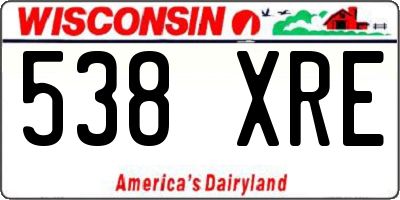 WI license plate 538XRE