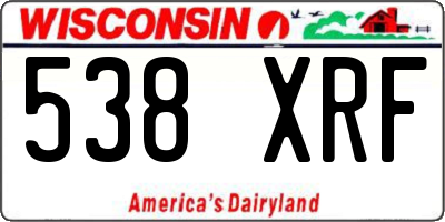 WI license plate 538XRF
