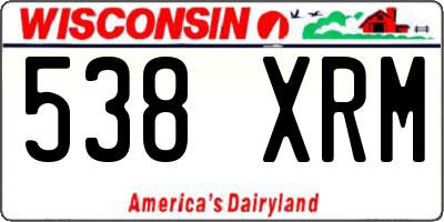 WI license plate 538XRM