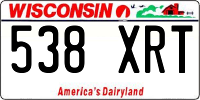 WI license plate 538XRT