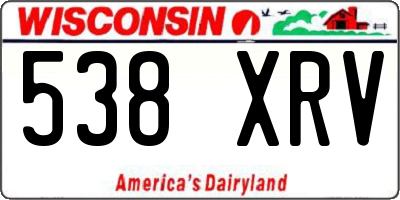 WI license plate 538XRV