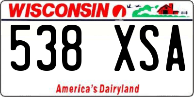 WI license plate 538XSA