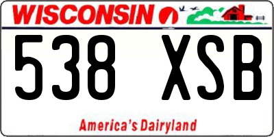 WI license plate 538XSB