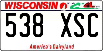 WI license plate 538XSC