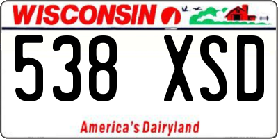 WI license plate 538XSD