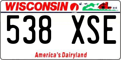 WI license plate 538XSE