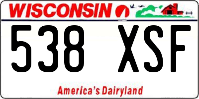 WI license plate 538XSF