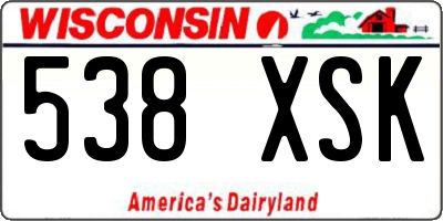 WI license plate 538XSK