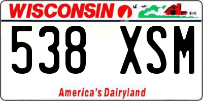 WI license plate 538XSM