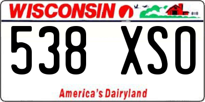 WI license plate 538XSO