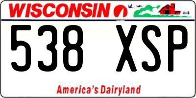 WI license plate 538XSP