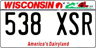 WI license plate 538XSR