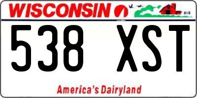 WI license plate 538XST