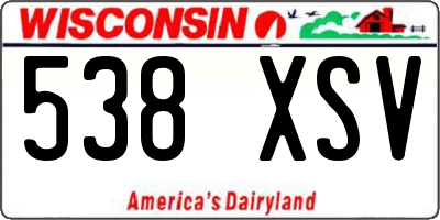 WI license plate 538XSV