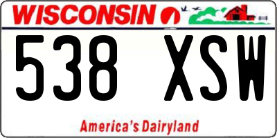 WI license plate 538XSW