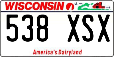 WI license plate 538XSX