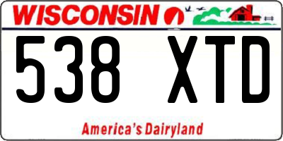 WI license plate 538XTD