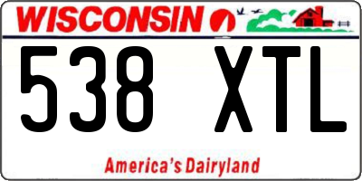 WI license plate 538XTL