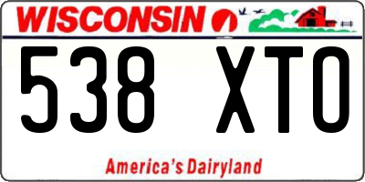WI license plate 538XTO