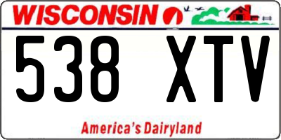 WI license plate 538XTV