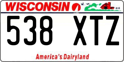 WI license plate 538XTZ