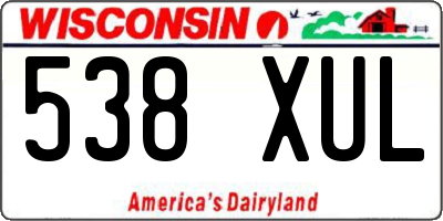 WI license plate 538XUL