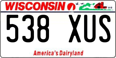 WI license plate 538XUS