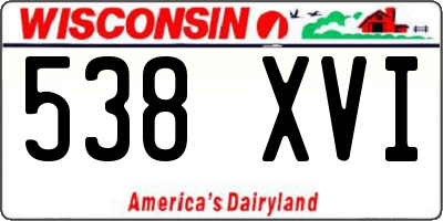 WI license plate 538XVI