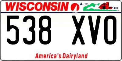 WI license plate 538XVO