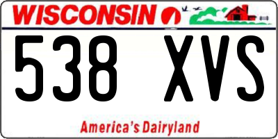 WI license plate 538XVS