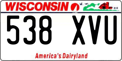 WI license plate 538XVU
