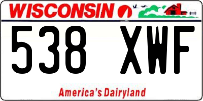 WI license plate 538XWF
