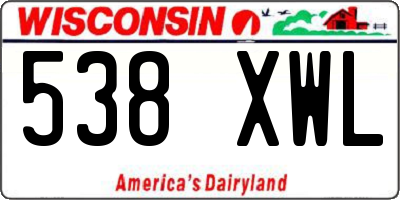 WI license plate 538XWL