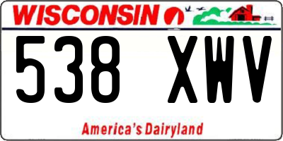 WI license plate 538XWV