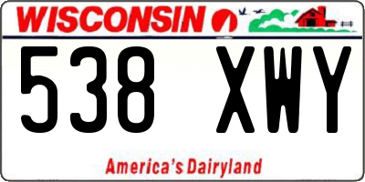 WI license plate 538XWY