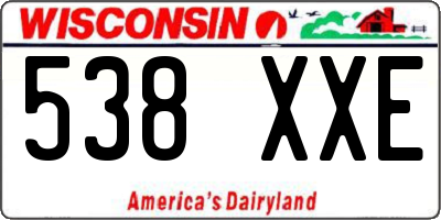 WI license plate 538XXE