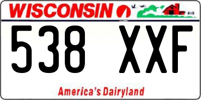 WI license plate 538XXF