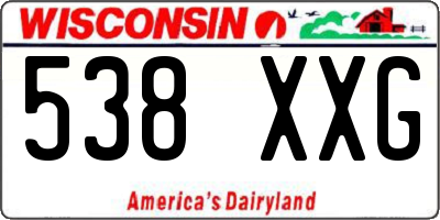 WI license plate 538XXG