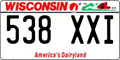 WI license plate 538XXI