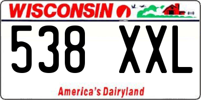 WI license plate 538XXL