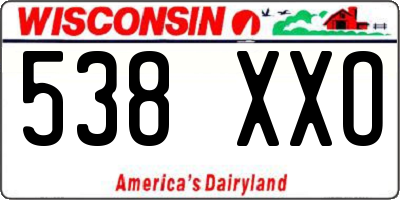 WI license plate 538XXO