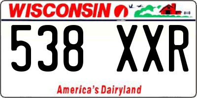 WI license plate 538XXR